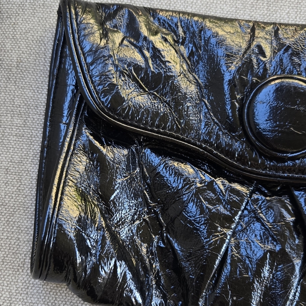 Black Crinkle Clutch Wallet Envelope - Picture 2 of 7